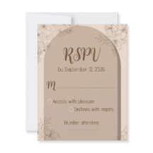 Elegante Beige Bloemige Trouw-RSPV kaart