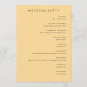 Elegante Beige Bloemige Trouwceremonie Programmakaart (Achterkant)