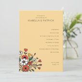 Elegante Beige Bloemige Trouwceremonie Programmakaart (Staand voorkant)