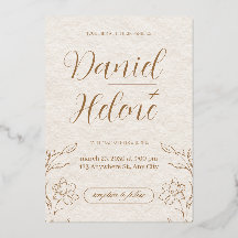 Elegante Beige Bloemige Trouwuitnodiging