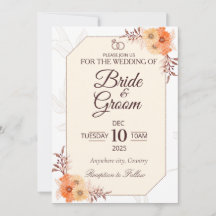 Elegante Beige Bloemige Trouwuitnodiging | Neutraa