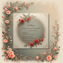 Elegante beige bloemige vintage rozen bruiloft