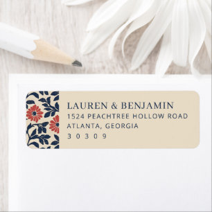 Elegante Beige Bloemranden Etiket