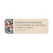 Elegante Beige Bloemranden Etiket (Voorkant)