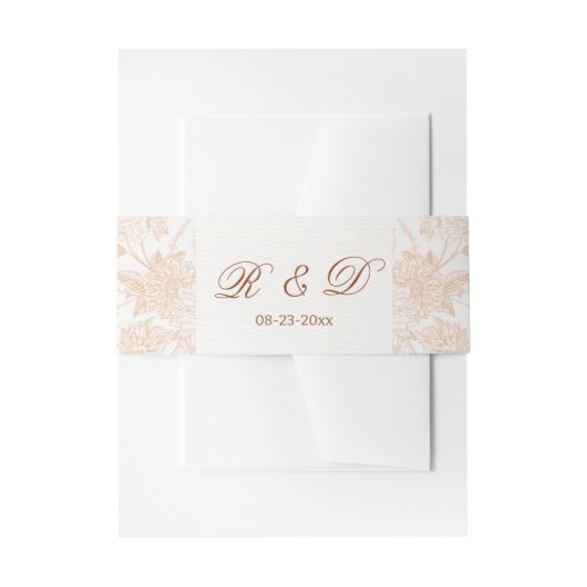 Elegante Beige Bloemrijke Minimale Script Botanisc Uitnodigingen Wikkel (Voorkant Voorbeeld)