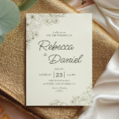 Elegante Beige Bloemrijke Minimalistische Script B Kaart
