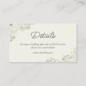 Elegante Beige Bloemrijke Script Bruiloft Website  Informatiekaartje (Voorkant)