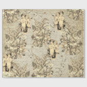 Elegante beige bloesems Angels Oud script Cadeaupapier (Vlak)