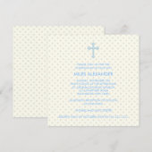 Elegante Beige Blue Cross Boys doop Kaart (Voorkant / Achterkant)