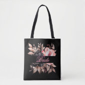Elegante Beige Blush Bloemen Bruid Script Waterver Tote Bag (Voorkant)