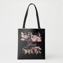 Elegante Beige Blush Bloemen Bruid Script Waterver Tote Bag