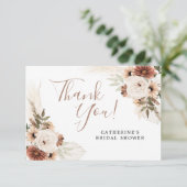 Elegante Beige Boho Pampagras Bedankkaart (Staand voorkant)