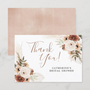 Elegante Beige Boho Pampagras Bedankkaart