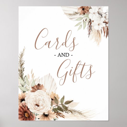 Elegante Beige Boho Pampasgras Kaarten & Cadeaus Poster (Voorkant)