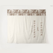 Elegante Beige Boom en Huisrand Wandkleed (Voorkant (horizontaal))