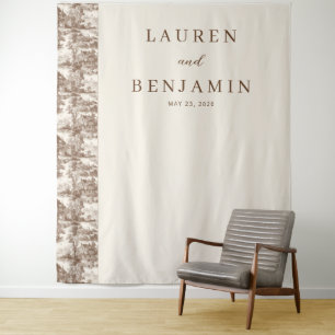 Elegante Beige Boom en Huisrand Wandkleed