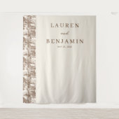 Elegante Beige Boom en Huisrand Wandkleed (Voorkant)