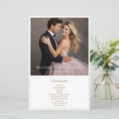 Elegante Beige Bordered Foto huwelijksprogramma's (Staand voorkant)