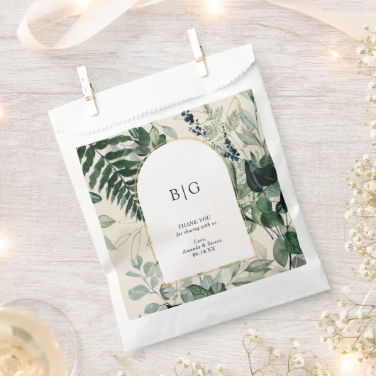 Elegante Beige Botanische bladeren bruiloft dank u Bedankzakje (Geknipt)