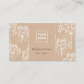 Elegante Beige Botanische Kapper Visitekaartje (Voorkant)