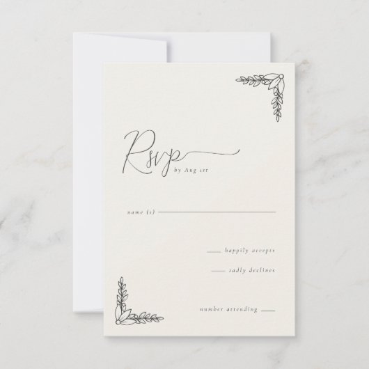 Elegante Beige Botanische RSVP Kaartje (Voorkant)