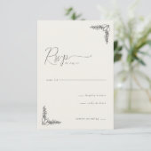 Elegante Beige Botanische RSVP Kaartje (Staand voorkant)