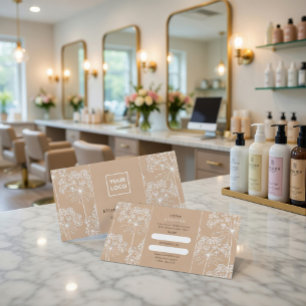 Elegante Beige Botanische Verwijs Visitekaartje