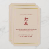 Elegante Beige & Bourgondische Bloemen Huwelijksui Kaart (Voorkant / Achterkant)
