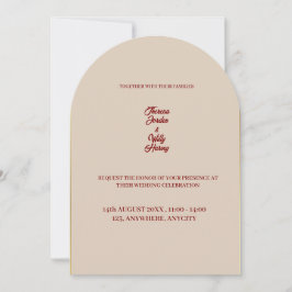 Elegante Beige & Bourgondische Bloemen Huwelijksui Kaart