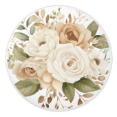 Elegante Beige Bruine Bloemen Bloemen Keramische K Keramische Knop (Voorkant)