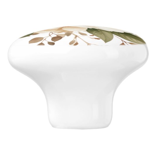 Elegante Beige Bruine Bloemen Bloemen Keramische K Keramische Knop (Zijkant)