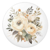 Elegante Beige Bruine Bloemen Bloemen Keramische K Keramische Knop (Voorkant)