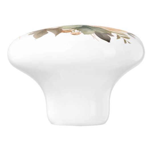 Elegante Beige Bruine Bloemen Bloemen Keramische K Keramische Knop (Zijkant)