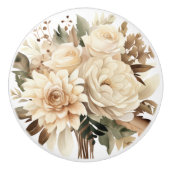 Elegante Beige Bruine Bloemen Bloemen Keramische K Keramische Knop (Voorkant)