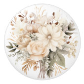 Elegante Beige Bruine Bloemen Bloemen Keramische K Keramische Knop (Voorkant)