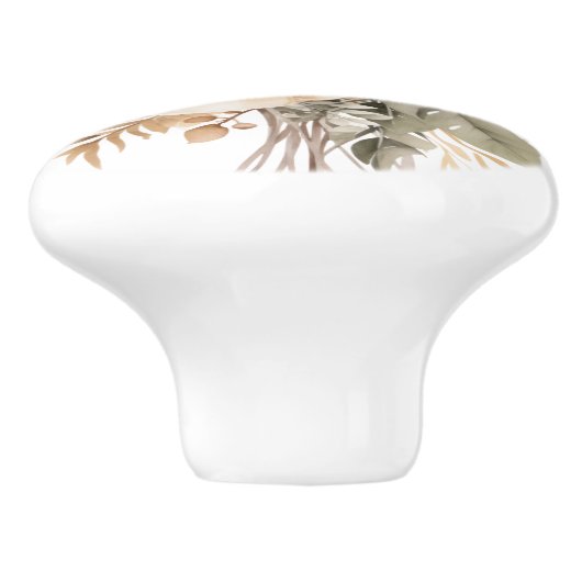 Elegante Beige Bruine Bloemen Bloemen Keramische K Keramische Knop (Zijkant)