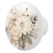 Elegante Beige Bruine Bloemen Bloemen Keramische K Keramische Knop (Rechts)