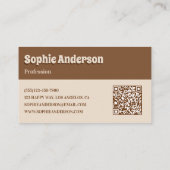 Elegante Beige & Bruine Schaakbord met QR-code Visitekaartje (Achterkant)