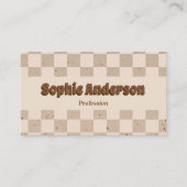 Elegante Beige & Bruine Schaakbord met QR-code Visitekaartje (Voorkant)