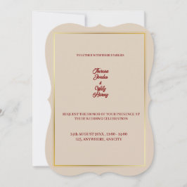 Elegante Beige & Burgundy Bloemen Bruiloft Uitnodi Kaart