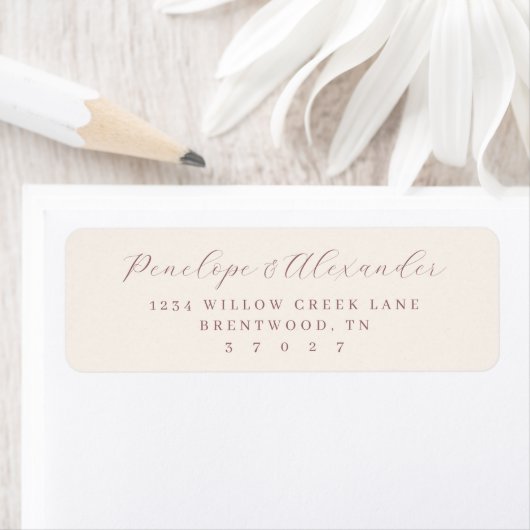 Elegante Beige Calligrafie Etiket (Insitu)