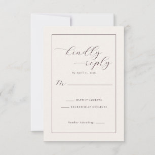 Elegante Beige Calligrafie RSVP Kaartje