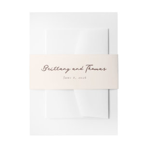 Elegante Beige Calligrafie Uitnodigingen Wikkel