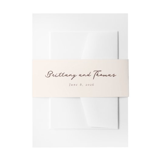 Elegante Beige Calligrafie Uitnodigingen Wikkel (Voorkant Voorbeeld)