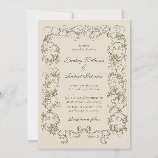 Elegante Beige Cream bruiloft Kaart (Voorkant)