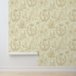 Elegante Beige Cream Equestrian Toile Behang