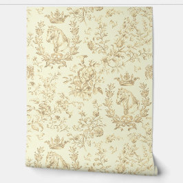 Elegante Beige Cream Equestrian Toile Behang
