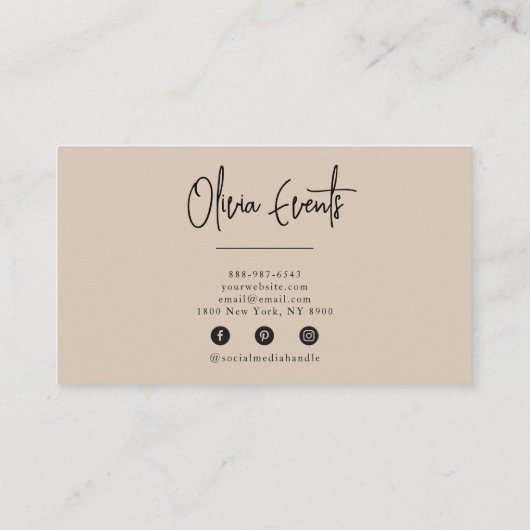 Elegante Beige Cream Minimalist Boho Chic Modern Visitekaartje (Achterkant)