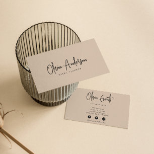 Elegante Beige Cream Minimalist Boho Chic Modern Visitekaartje