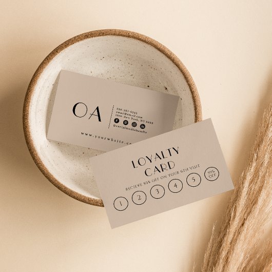 Elegante Beige Cream Neutral Boho Modern 6 Punch Klantenkaartje